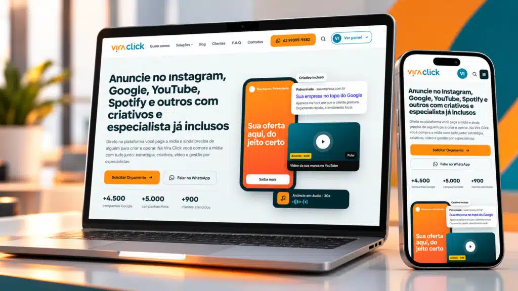 Novo site da Vira Click, agência de tráfego pago em Goiânia